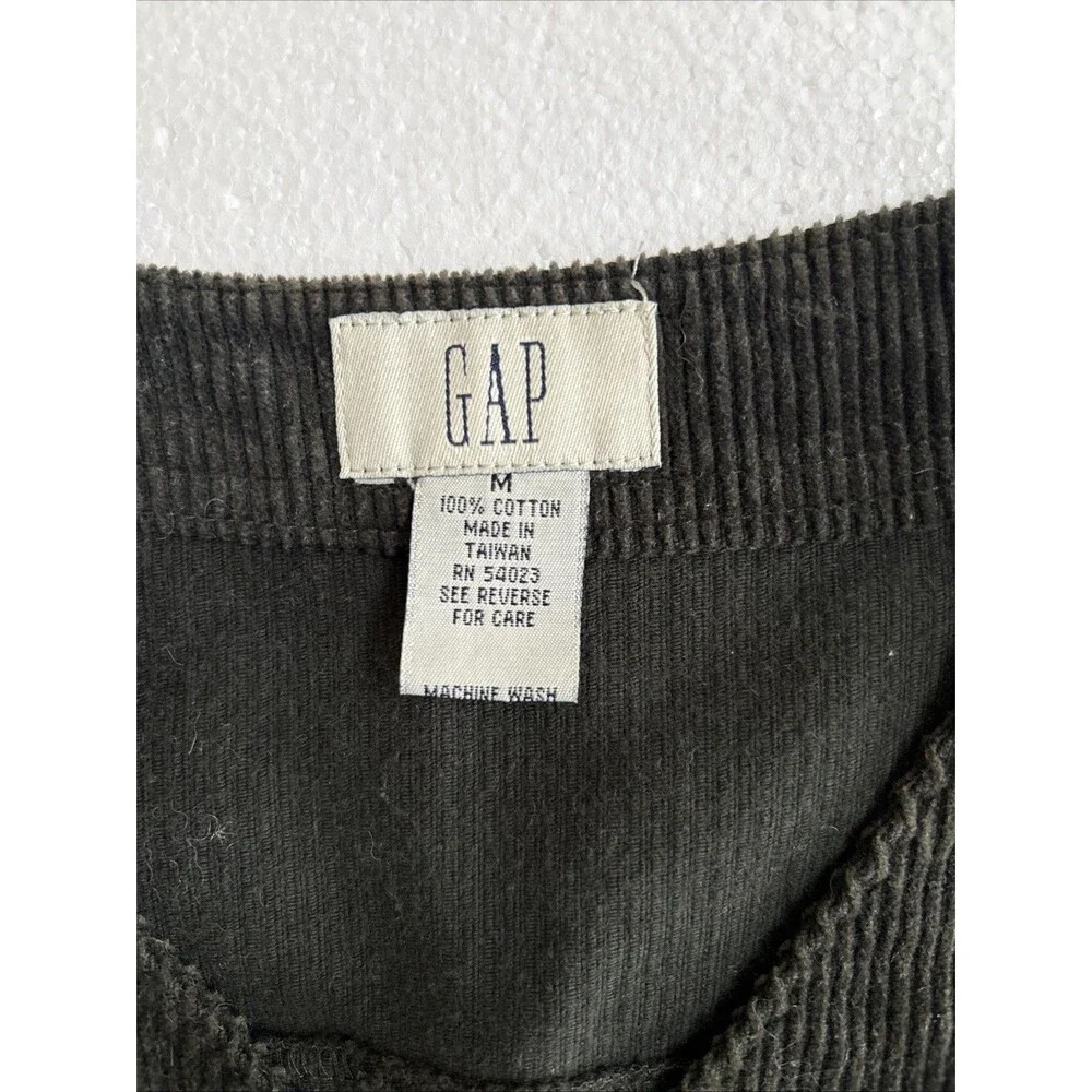 Vintage Ladies Gap Dark Green Corduroy Button Up Vest W/Front Pockets Size M - Picture 2 of 6